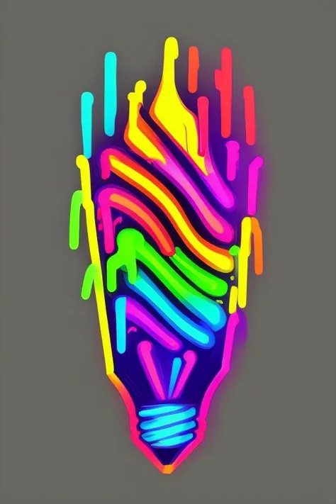 i have an idea in neon colors, as a t-shirt logo in the style of <magifactory> art