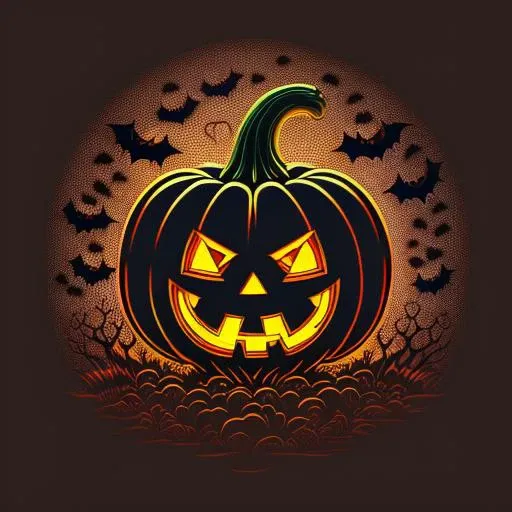 risograph of halloween jack-o-lantern, ambient occlusion pix centered, 4k, digital illustration, simple, symmetrical face, square teeth, cinematic, highly detailed, dramatic side lighting, glow, as a t-shirt logo in the style of <MAGIFACTORY> art