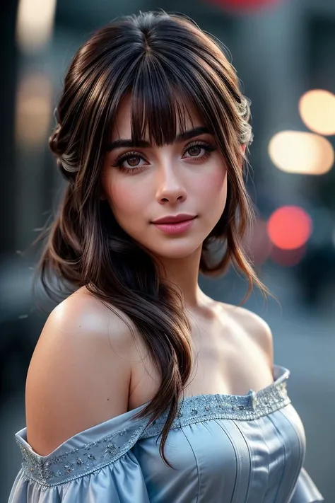photo of beautiful (truka1t-135:0.99), a woman in a (movie premiere gala:1.1), perfect hair, hair upsweep updo, wearing blue (off-shoulder shirt:1.1), ((Horror:1.1)), modelshoot style, (extremely detailed CG unity 8k wallpaper), professional majestic (photography by irving penn:1.1), (Canon EOS 5D Mark IV DSLR Camera), 24mm, exposure blend, hdr, faded, extremely intricate, High (Detail:1.1), Sharp focus, dramatic, soft cinematic light, (looking at viewer), (detailed pupils), (upper body), 4k textures, soft cinematic light, adobe lightroom, photolab, elegant, ((((cinematic look)))), soothing tones, insane details, hyperdetailed, low contrast