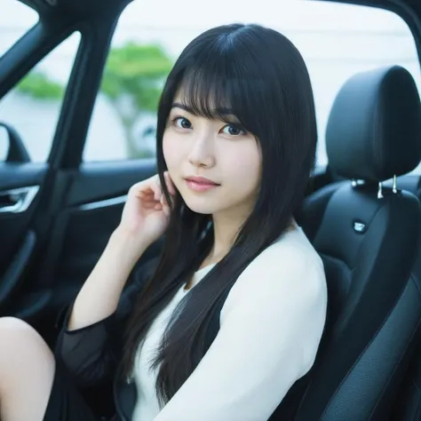 a photo of a sora amamiya, ohwx woman, in a car, best quality, fine details <lora:soraamamiya_SDXL:0.8>