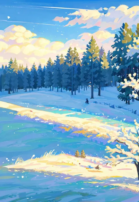 solo,tree, scenery, outdoors, sky, bare tree, snow, sun, no humans, blue sky, cloud, sunset, mountainï¼ (illustration:1.0), masterpiece, best quality,  <lora:Speedpainta:0.7>