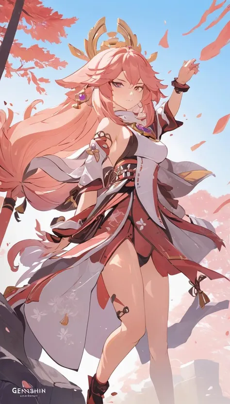 Cinematic scene, hero view, Yae Miko, Genshin Impact <lora:yae_miko_xl_v1:1>, action pose, detailed background, masterpiece, best quality, high quality, highres, absurdres, Vector art, Vivid colors, Clean lines, Sharp edges, Minimalist, Precise geometry, Simplistic, Smooth curves, Bold outlines, Crisp shapes, Flat colors, Illustration art piece, High contrast shadows, Technical illustration, Graphic design, Vector graphics, High contrast, Precision artwork, Linear compositions, Scalable artwork, Digital art