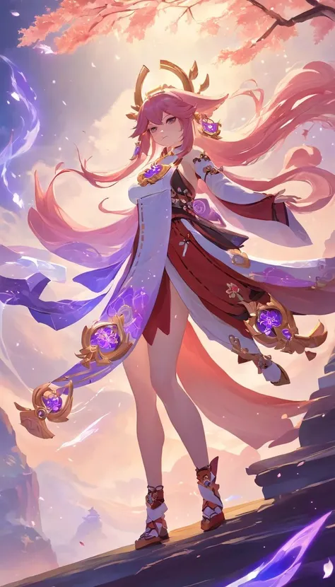 ethereal fantasy concept art of Cinematic scene, hero view, Yae Miko, Genshin Impact <lora:yae_miko_xl_v1:1>, action pose, detailed background, masterpiece, best quality, high quality, highres, absurdres . magnificent, celestial, ethereal, painterly, epic, majestic, magical, fantasy art, cover art, dreamy