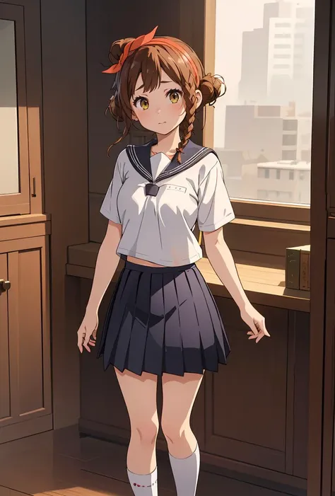 (masterpiece, best quality), 1girl, <lora:ChamMisakiSawakiguchi:0.8> MisakiSawakiguchi, hair bun, braid, hairband, MisakiSawakiguchi, hair bun, braid, hairband, serafuku, white shirt, black skirt