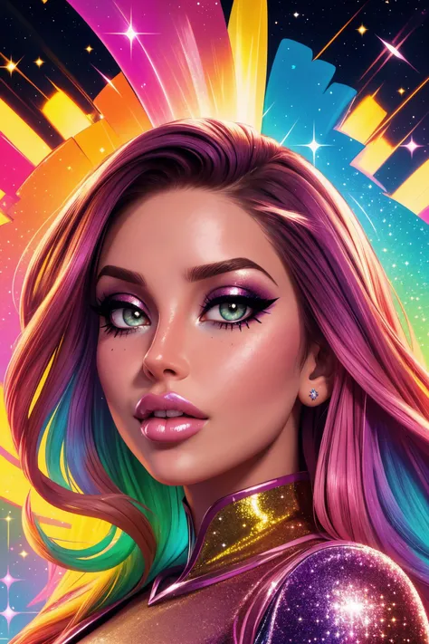 beautiful woman face, closeup, colorful makeup, sparkles, glitter, high contrast,
([Ni(:0)na( :0)Dob(:0)rev|Lana( :0)Del( :0)Rey]:0.9)
 highres, high quality, high resolution, hd, 4k, masterpiece,
realistic skin, doll, shinny skin, profile,
[(colorful explosion psychedelic paint colors:1.2)::0.20]