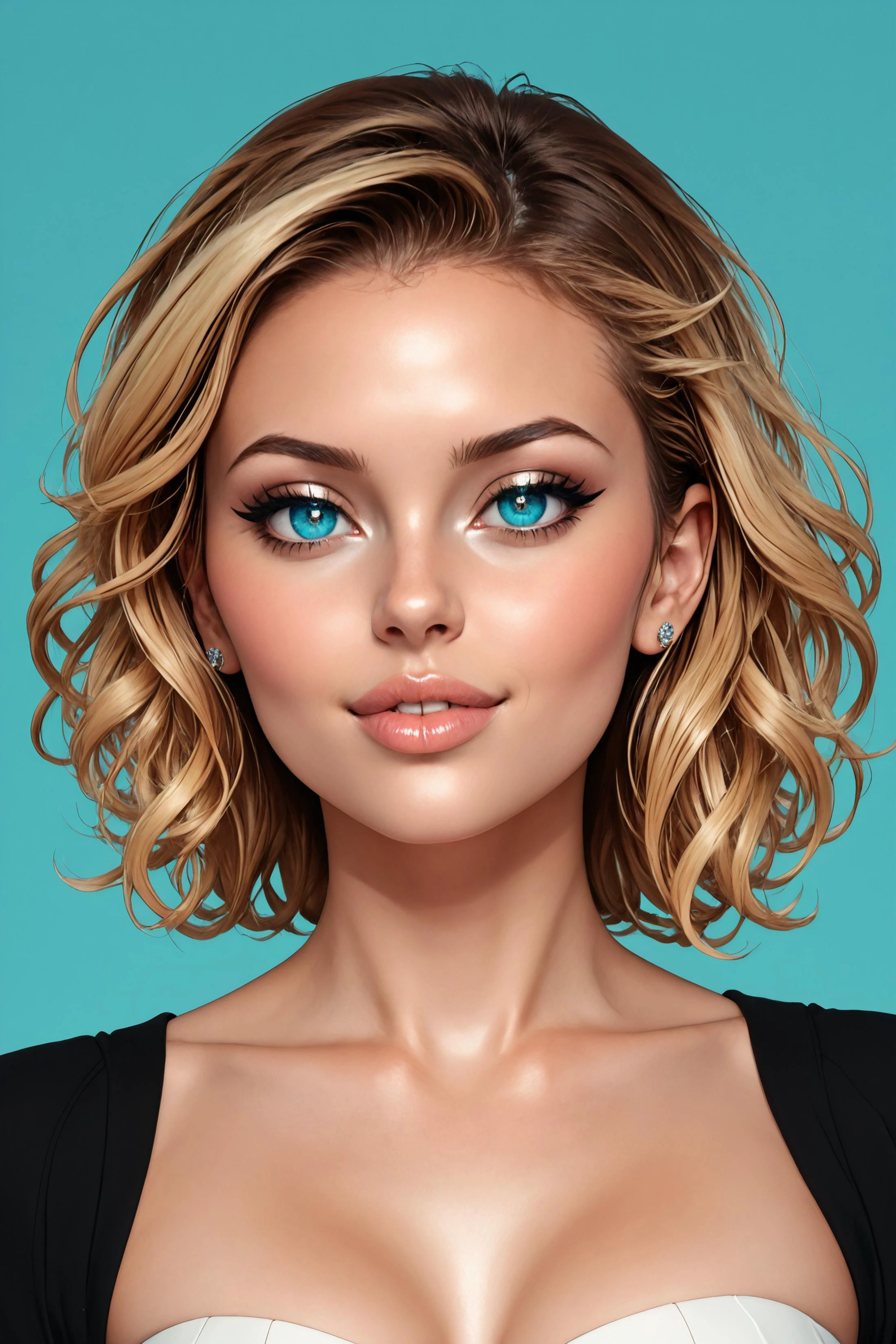 simple woman with E-girl aesthetic, (heterochromia realistic eyes:1.1), detailed pupils, ,
1990s, woman ([Aaliyah|Eleanor|Seraphina]:0.9), (audra:0.4), centered, looking at viewer, , amazing, symmetrical face, small breast, , boring, smooth skin, realistic skin, glamour model,
wearing multicolored stripes, Riverside picnic and sunny afternoon, [anime style|pomagipTaylor Swift],
, masterpiece, HDR, professional, studio quality, highres,
simple Cyan background,
combine cartoon with realistic real life,