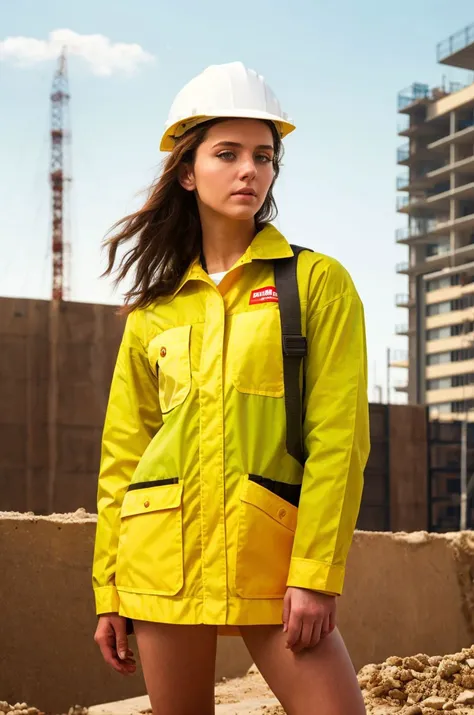 A stunning intricate full color picture of a beautiful woman, wearing a construction worker outfit on a building site, closeup,, epic character composition,by ilya kuvshinov, alessio albi, nina masic,sharp focus, subsurface scattering, f2, 35mm, film grain<lora:kwinters15:1>