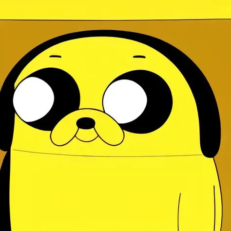 jaketd, jake the dog, yellow, solo, smile, looking_at_viewer, cel shading, cartoon, 2d, illustration, thick outlines, <lora:jake_the_dog_fluffyrock_1.5_v1:1>
