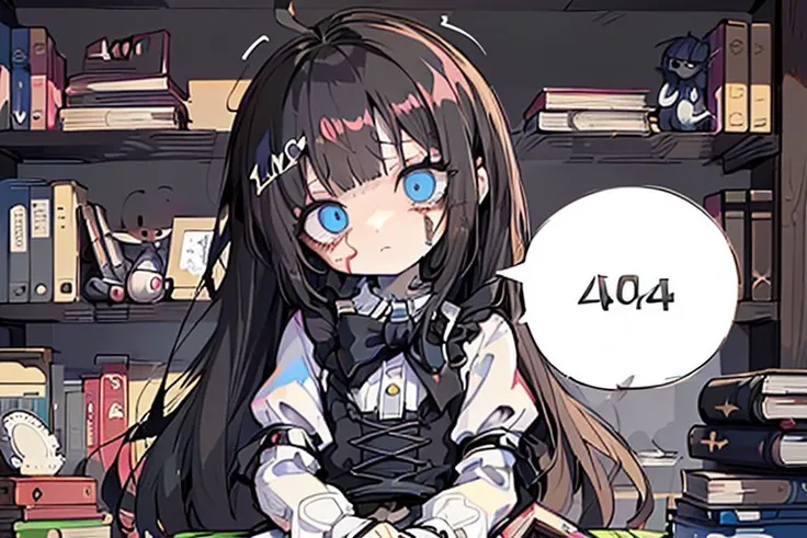 1girl, solo, (?, ??,!?:1.2), chibi, (alice liddell:1.4), dress, seek, search, bookshelf, book, toy, toybox,
head tilt, confused, panicking, , spoken musical note, spoken question mark, anguish,
<lora:alice_liddell_v2:0.1:0:lbw=LoraBase><lora:404:0.6:0:lbw=LoraBase> (Incrs404:2.1), english text,