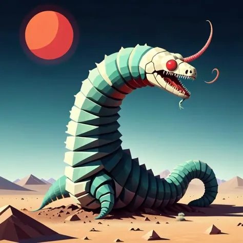 geometric  Mongolian Death Worm  <lora:[XL]Geometric_animal:1>