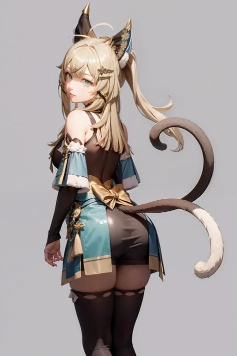 masterpiece, best quality,1girl,simple background, standing, tail,two tails,(kbxll:0.6)