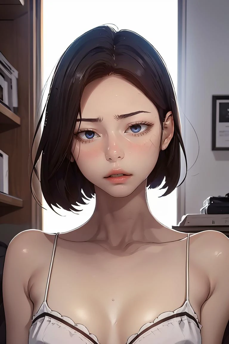 (masterpiece, best quality), 1girl, 22 years old, <lora:SooAh:1> SooAhdef, black hair, blue eyes, short hair,