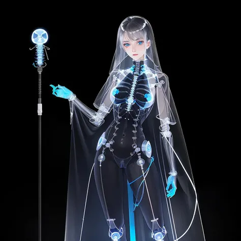 1girl, xray girl,looking at viewer,long hair, see through coat,Colorful,blue Tech Lab,Cable, fractal art,Blue shining eyes <lora:xray girl_20230711100623-000008:0.6>, (((masterpiece,best quality))),((good structureGood composition,good atomy)), ((clear, original,beautiful)), Intelligent repair,Intelligent AI,