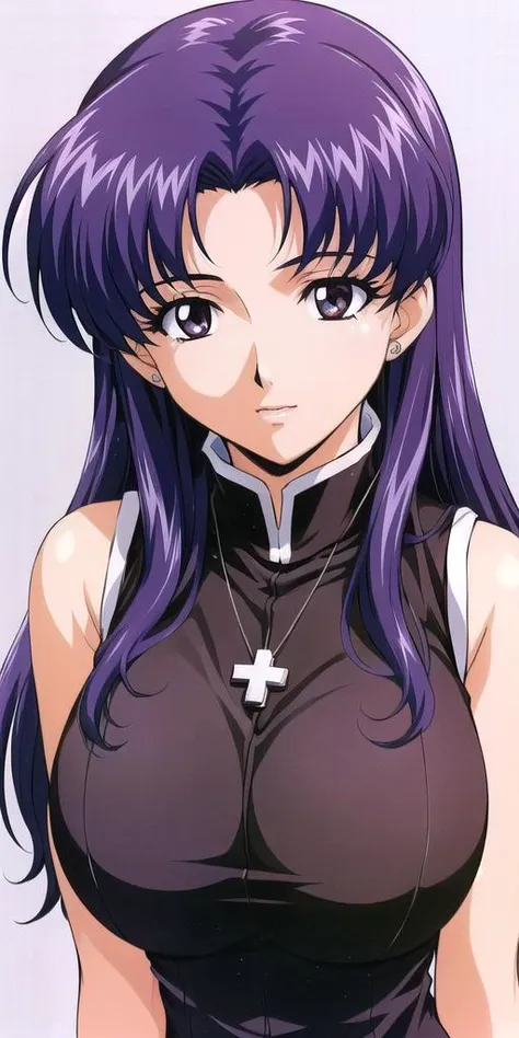 <lora:Katsuragi_MisatoV5:0.6> katsuragi_misato, huge_breasts, standing, solo, Misato_cross_necklace, black_pencil_dress_high_collar_sleeveless, masterpiece, best quality, detailed face, detailed eyes, highres,