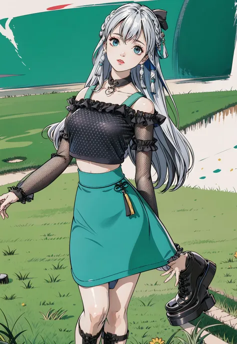 ((masterpiece)),(((best quality))),illustration,1girl,stand on the grass