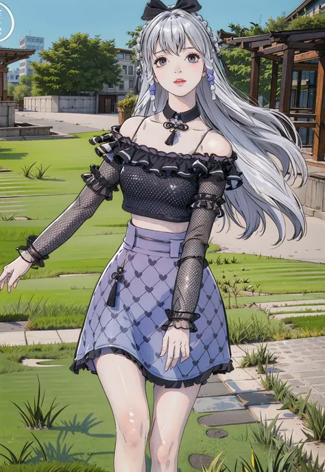 ((masterpiece)),(((best quality))),illustration,1girl,stand on the grass