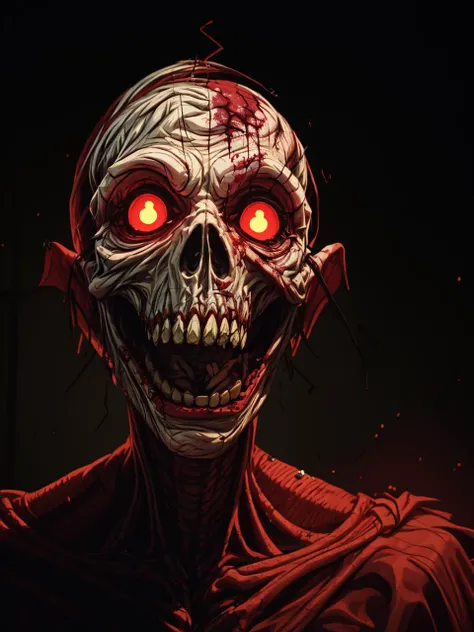 masterpiece, best quality, 1girl, undead, exposed brain, zombie, open mouth, rotten body, gore, blood, incoming attack, eye hole
<lora:detailSliderALT2:2.5> <lora:age_slider_v6:5> <lora:GoodHands-vanilla:1.2> <lora:emotion_happy_slider_v1:0>, (low-key lighting, dimly lit:1.3)