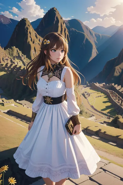1girl, fantasy Cardboard cutout of an intricate details, landscape of a ([The Ruins of Machu Picchu|Belgium]:1.3) from inside of a Viaduct, it is very Angry and [Aesthetically Pleasing|Secret], desolate flowers with Daisies, Snowy, [ (designed by Alex Robinson:1.2) , (Gilberto Soren Zaragoza:0.8) , (Salvator Rosa:1.1) ::8], Maximalist, Satisfying, insane details, Serial Art, Side lighting, Fish-eye Lens, two colors, lovely, sloppy strokes, highly detailed, arthouse, monochromatic