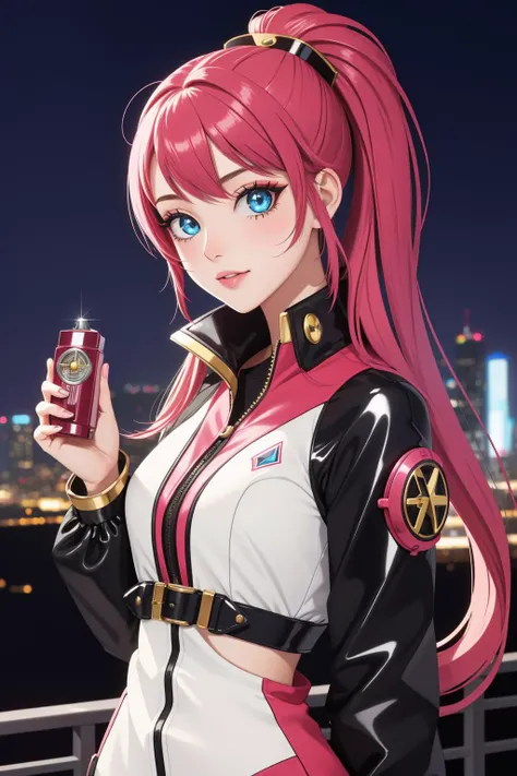 1girl, artistic Airbrush painting, Rule of Thirds, professionally shot of a Repugnant [Beautiful:Clockwork:9] Contemporary ([Formula 1 car:Batteries:4]:1.3) , it has cute details, it is engraved with Neoprene and Creative details, plain Vibrant Color background, electric red cityscape and forest, at Blue hour, Very wide view, Hopeless, Cybergoth Fashion, Nostalgic lighting, Selective focus, Magenta color grading, Dota style, glittering, extremely beautiful, Best quality, (by Florianne Becker:0.8) , sparkling