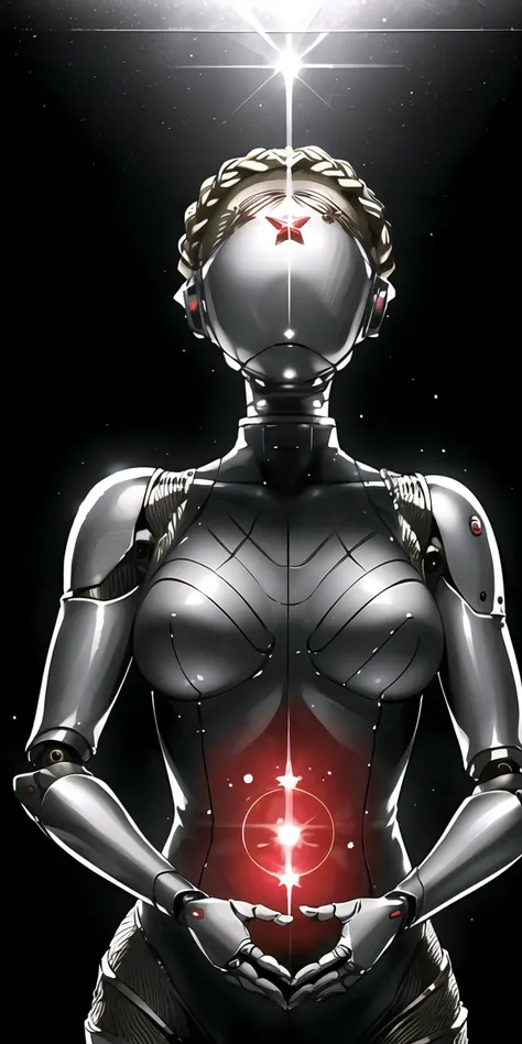 (masterpiece, best quality, ultra-detailed, illustration,physically-based rendering,official art,extremely detailed CG unity 8k wallpaper)
Soviet science fiction background
1girl,atomic heart, robot, android, cyborg, mirror, (faceless), solo,red star on forehead,braid
<lora:atomicHeartRobotMaid_001:1>