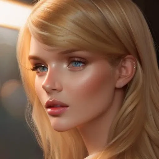 Portrait of ((stunning)) (joskriver1) <lora:joskriver1-10:1> with wavy (blonde:1.0), ((highly detailed eyes)), ethereal, seductive, ((perfect eyes)), (glossy nude lips), photorealistic, full, 4K, trending on artstation,( masterpiece), realistic skin texture, ((small nose)),perfect profile,, studio lighting