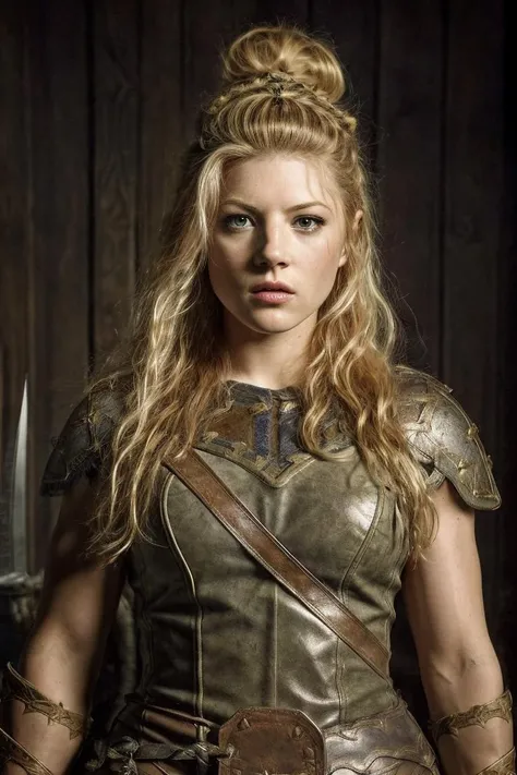 masterpiece, stunning portrait photo of ohwx , as (viking warrior), female (barbarian),
<lora:KatherineWinnickV2Dogu:1>