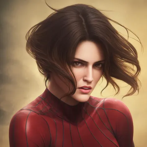 A photo of No-one10 a woman dressed as spiderwoman,Dark green eyes, portrait, highly detailed, digital painting, artstation, concept art, smooth, sharp focus, illustration, cinematic lighting, 4K HQ, sharp focus, (Ultra realistic [[photo]], detailed face:1.0), (detailed eyes:1.0), (realistic photo:1.1), (masterpiece:1.0), detailed background, full body shot, by Antonio J. Manzanedo