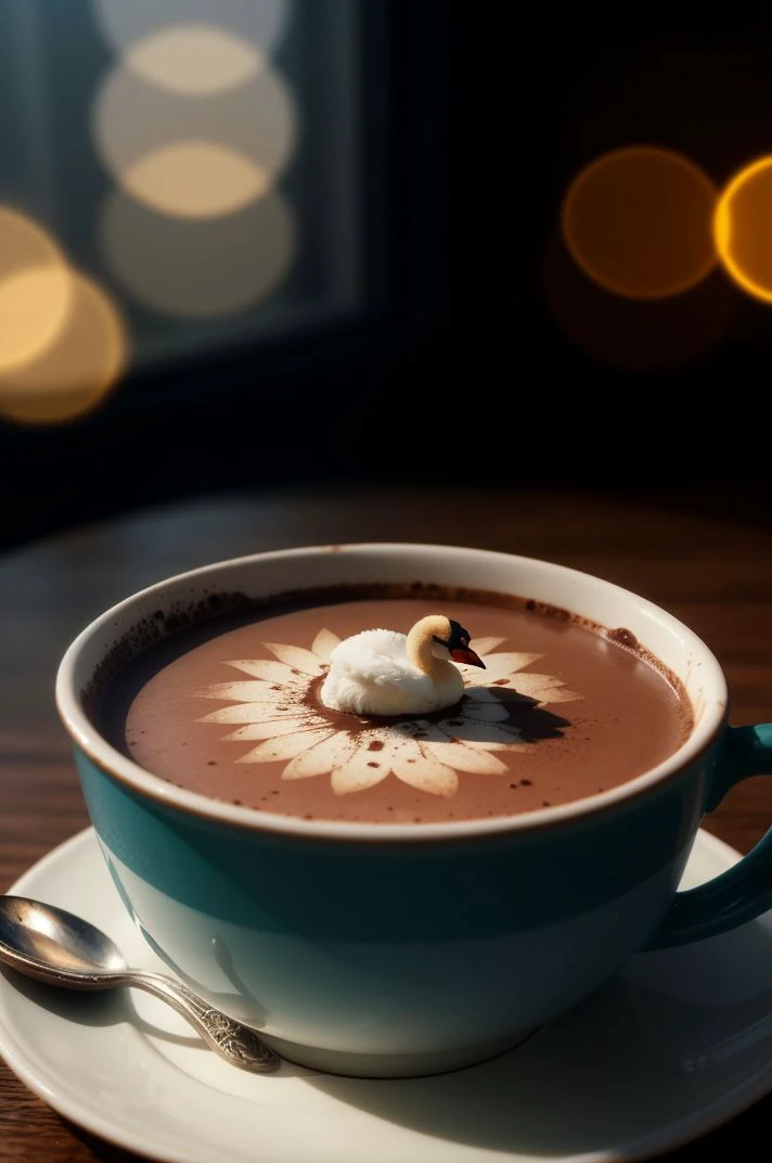 cinematic film still Masterpiece, art by Alex Maleew An old teaspoon, ((a swan floating on a wave of hot chocolate)), a smilie in the chocolate, (digital painting, trending on artstation, vibrant colors, close-up shot) , realistic, perfect quality , intricated details, detailed background, cinematic lights,
<lora:photorealistic02:0.67> mjstyle . shallow depth of field, vignette, highly detailed, high budget, bokeh, cinemascope, moody, epic, gorgeous, film grain, grainy