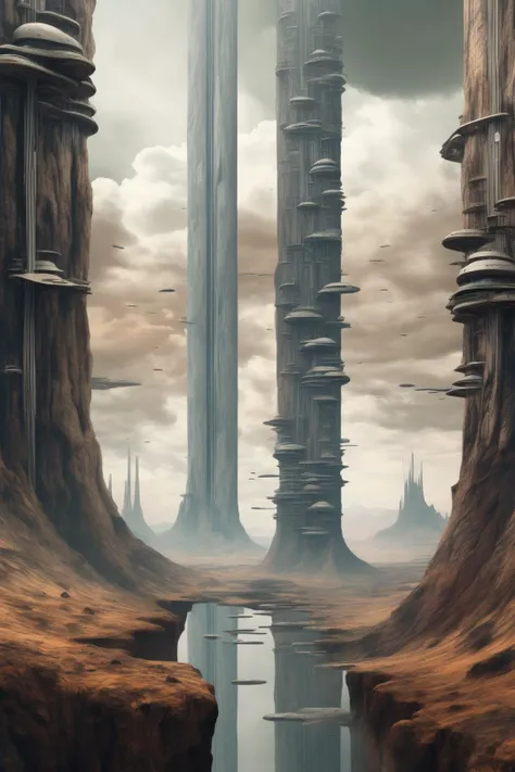 <lora:Vertical Landscapes:1>Vertical Landscapes - a strange iterative scifi Dystopian landscape