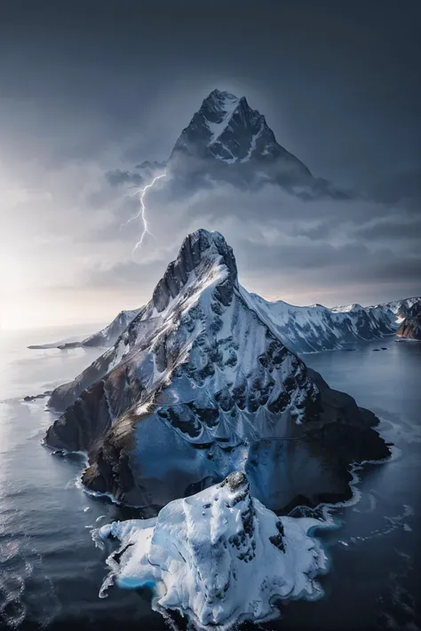 iceberg, lightning, halo, ocean, night, <lora:verticalLandscapes_v15:1>, (masterpiece:1.2), (best_quality:1.2), (ultra_detailed:1.3), 8k, extremely_clear, realism, (ultrarealistic:1.3),
