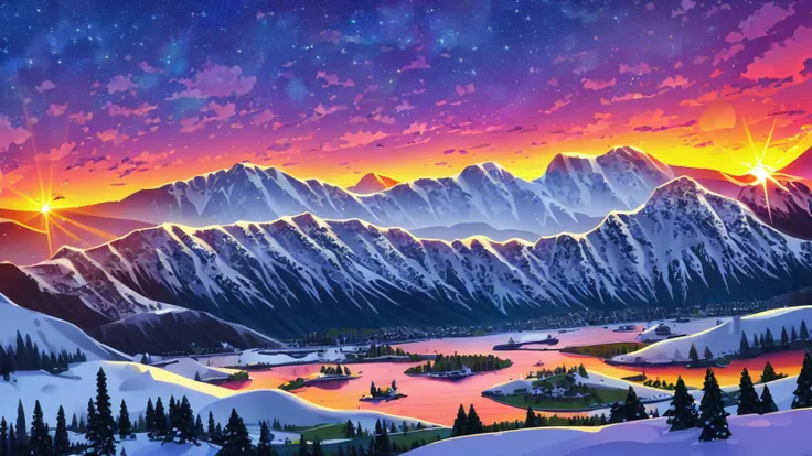 Lake, Snowy Mountains,Sunset,sunny,vector art, Kurzgesagt, sharp focus, (HDR), (8k), (gigapixel), ((masterpiece))
<lora:kurzgesagtArtstyle_v1NAI:1>