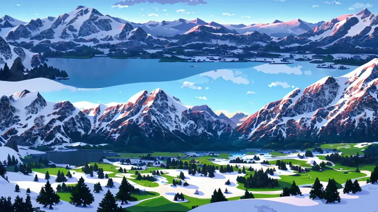 Lake, Snowy Mountains,morning, sunny,vector art, Kurzgesagt, sharp focus, (HDR), (8k), (gigapixel), ((masterpiece))
<lora:kurzgesagtArtstyle_v1NAI:1>
