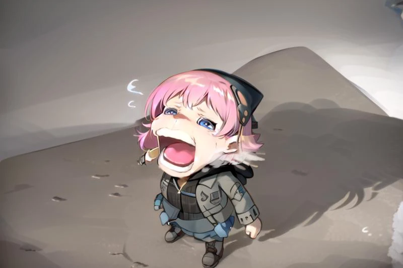 <lora:Ramona_Flowers:0.7>, Ramona_Flowers,1girl, solo, short hair, black eyes,small breasts,
hoodie, white shirt, grey jacket, long sleeves, belt, denim skirt, purple pantyhose,
<lyco:Chopper-08:0.7> Choppermeme, 1girl, solo, simple background, chibi, looking up, black background, open mouth, crying,