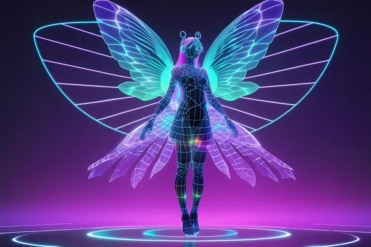 FULL BODY SHOT,  1girl,  ((virtual disintegration wireframe rgb:1.32)),  (matte skin:1.1)
translucent,  transparent,  reflection,  colorfull,  colored,  (girl with butterfly wings:0.3)
iridescence holographic Clothing,  magic,  (elemental background),  magical circle