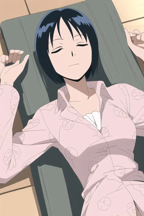 (masterpiece), best quality, tashigi, 1girl, solo, lying, on back, sleeping, closed eyes