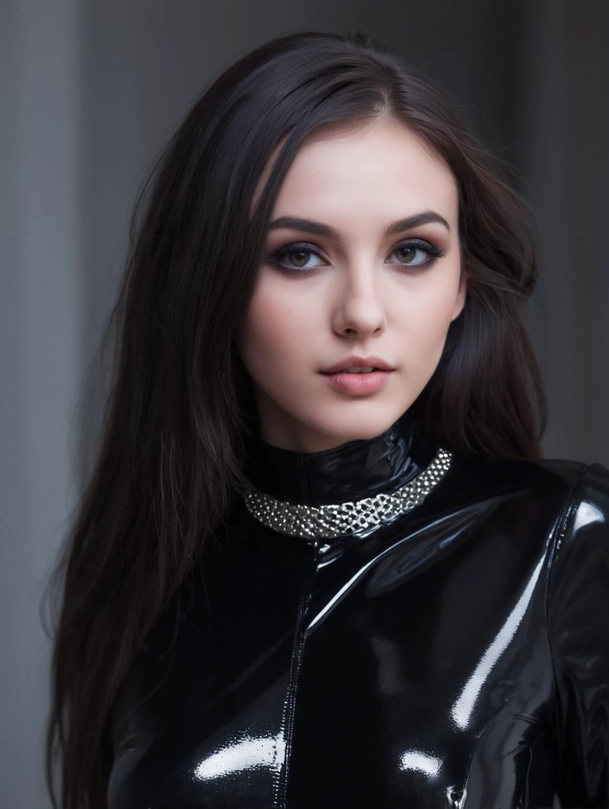 fs full length shot, 20 yo female supermodel, smirking, incredibly sexy, futuristic goth style, bright black makeup full face moody, shadows, long hair, busty, skinny, hexagonal abstraction architecture background, detailed, by Viviane Sassen, <lora:LowRA_v2:0.5>, (natural skin texture, hyperrealism, soft light, sharp),(highly clear face,very cute,Extremely cute beauty,Sexy self-confidence,proud and independent,Clear perfect eyes,phenomenal aesthetic,Amazing photos),
Hand, detailed, perfect, perfection,hands,jewels, piercing, (perfect lips:0.1) (pores:0.3),(real skin:0.7), healthy skin, <hypernet:bad-hands-5:1>