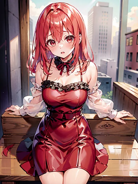 <lora:SumiSakurasawa:0.6>,high res, masterpiece, Sumi Sakurasawa, solo, 1girl,aged up,red hair, cute, outdoors, detailed eyes, ((red_brown eyes))