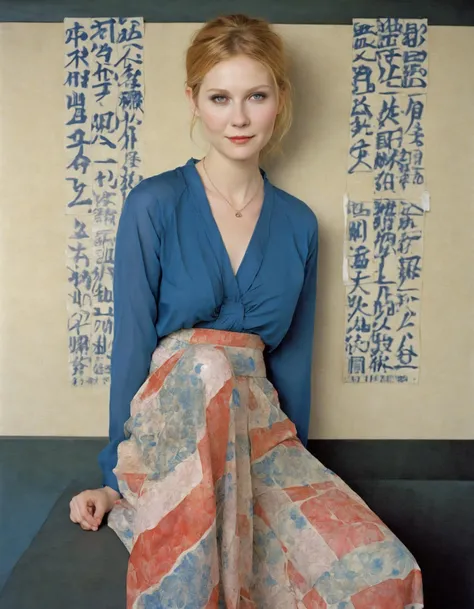 (ohwx woman) <lora:dunst_lora_sdxl_v3-000009:1> in Tokyo in the 80s, pastel, tin contour, watercolor, flat, paint strokes, colorful patterns, by yoshitaka amano, by Takato Yamamoto