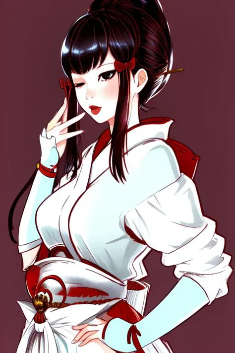 akanbe, one eye closed, finger to eye, tongue out, hand on hip, 1girl, incredibly absurdres