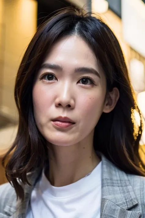 Best quality,masterpiece,ultra high res,photorealistic,1girl,taipei street alley,dynamic pose,face closeup,depth of field,upper_body,<lora:beanbean_sun:1>,