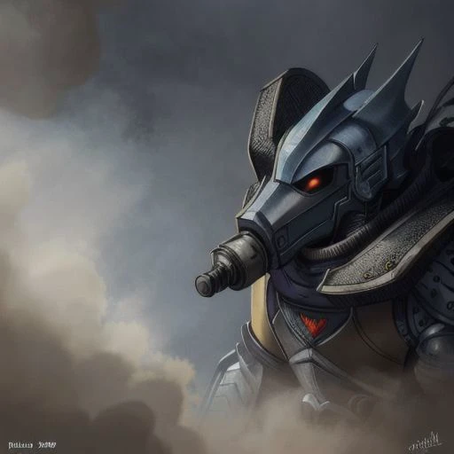 philippe druillet,enki bilal,moebius inspired french comics, bird's-Eye View of a man knight armor, resting in a haze of smoke, dust, eerie colored gas fog, <lora:primaris_marine-knight_armor-000007:0.8>, g1g3r, <lora:g1g3r:0.4>, distinct contrast in colors and textures, grainy texture,surreal