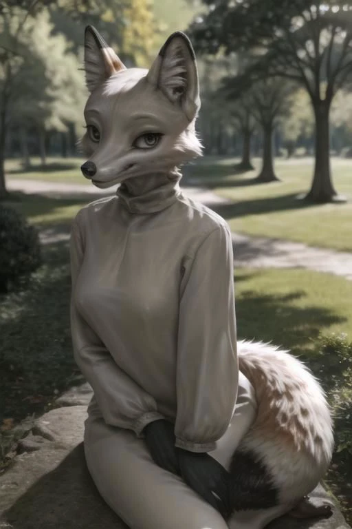 ASCIIAnime style, masterpiece, ecafless, fox, in park,