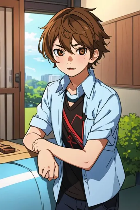 masterpiece, best quality, game cg, 1boy, solo, male focus, looking at viewer, , , <lora:ryouta_watari:0.64>, ryouta_watari, brown hair, brown eyes, ,