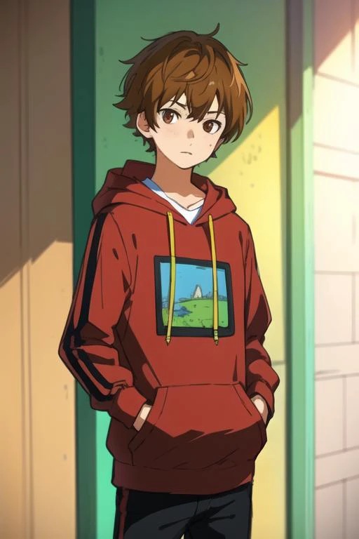 masterpiece, best quality, sketch, 1boy, solo, male focus, looking at viewer, , , <lora:ryouta_watari:0.68>, ryouta_watari, brown hair, brown eyes, hoodie,