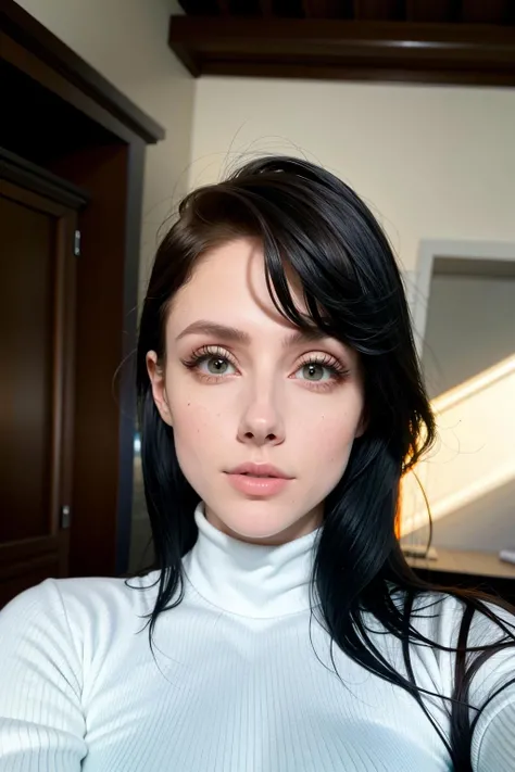 leynainu, a woman, close up on face, wearing turtleneck sweater <lora:leynainu:1>