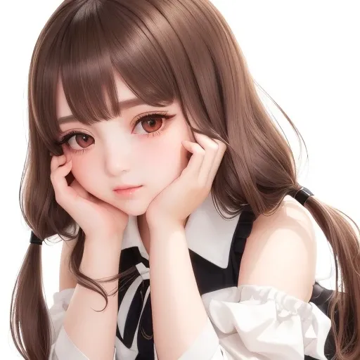 <lora:kaguyaSamaLoveIsWar_imV1:0.5>,best quality,highly detailed,masterpiece,ultra-detailed,solo,1girl,(white background:1.5),(Delicate eyes),twintails,low_twintails, brown_eyes, brown_hair,eyebrows_visible_through_hair,off-shoulder shirt,bangs, long_sleeves, ribbon, blush,expressionless, lying,