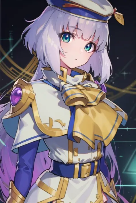 sthesiaawar, <lyco:sthesiaawar-lyco-nochekaiser:1>,
(sthesia awar:1.5), long hair, (green eyes:1.5), white hair, gradient hair, bangs, blunt bangs, sidelocks, purple hair,
BREAK thighhighs, long sleeves, hat, dress, belt, black thighhighs, zettai ryouiki, ascot, capelet,
BREAK looking at viewer, upper body, full body, cowboy shot,
BREAK indoors,
BREAK <lyco:GoodHands-beta2:1>, (masterpiece:1.2), best quality, high resolution, unity 8k wallpaper, (illustration:0.8), (beautiful detailed eyes:1.6), extremely detailed face, perfect lighting, extremely detailed CG, (perfect hands, perfect anatomy),