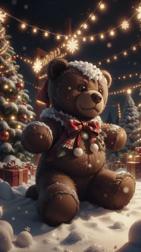<lora:ChristmasWintery:0.7> ChristmasWintery teddybear, (Masterpiece:1.3) (best quality:1.2) (high quality:1.1)