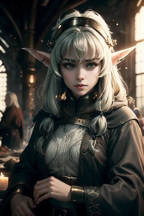 an awarded profesional photography of 1girl <lora:chara_GoblinSlayer_HighElf_v1:0.69>high elf (goblin slayer) , Pale skin beautiful dark brown eyes,) absurdly long hair wavy hair burgundy with motorcycle helmet with wide sleeves suit with pin shameful,she make crossed ankles corsage in a The Dark Dwellers' Den - A massive underground cavern, its walls coated in glistening obsidian that reflects the faint light of torches. The air is filled with the sound of dripping water and the smell of damp earth. The den is said to be home to a powerful race of creatures who can grant wishes to those who seek them out. , in autumn by Alec Soth Hard Fill Lighting,(epic scene:1.3),ultradetialed character with perfect face,detailed skin,(ultrasharp:1.3),(masterpiece:1.1),best quality ,(photorealistic:1.2),ultrarealistic,realistic ultradetailed character,4k perfect quality,character focus,<lyco:GoodHands-beta2:1>Magnificent,Imperceptible detail,Intricately designed, <hypernet:sxzBloom_sxzBloom:0.6> hotify