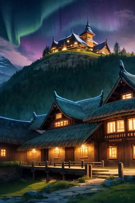 a profesional picture of 1 girl,teen girl,small breasts,astetic beauty, <lora:tpqy:0.69> 1girl,tpqy on afternoon, in Aurora Borealis Over Homesteads: As the Northern Lights dance across the sky, they cast a mesmerizing, ethereal glow over the Nordic village. The village comes alive with vibrant hues of greens and purples, painting the thatched roofs and timbered walls in an otherworldly luminescence. The villagers gather in awe, their faces aglow with wonder., lie on the ground realistic ,perfect quality,best quality,ultrasharp,ultradetailed,perfect quality,masterpiece,intricated details, <lora:add_detail:0.4>
